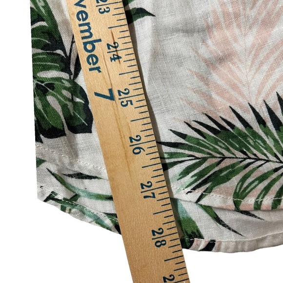 C&C California Sleeveless Linen Top Size Medium Hawaiian Print White/green/pink - Picture 8 of 9